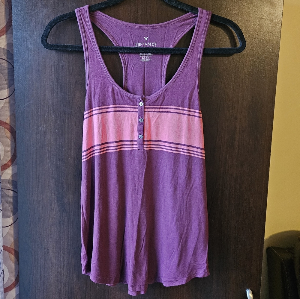 American Eagle Outfitters Purple and Pink Tank Top